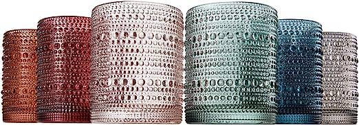 Hobnail Colored Beaded Tumbler Drinking Glass