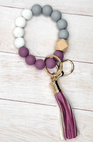#19 Plum / Grey / White Silicone Wristlet