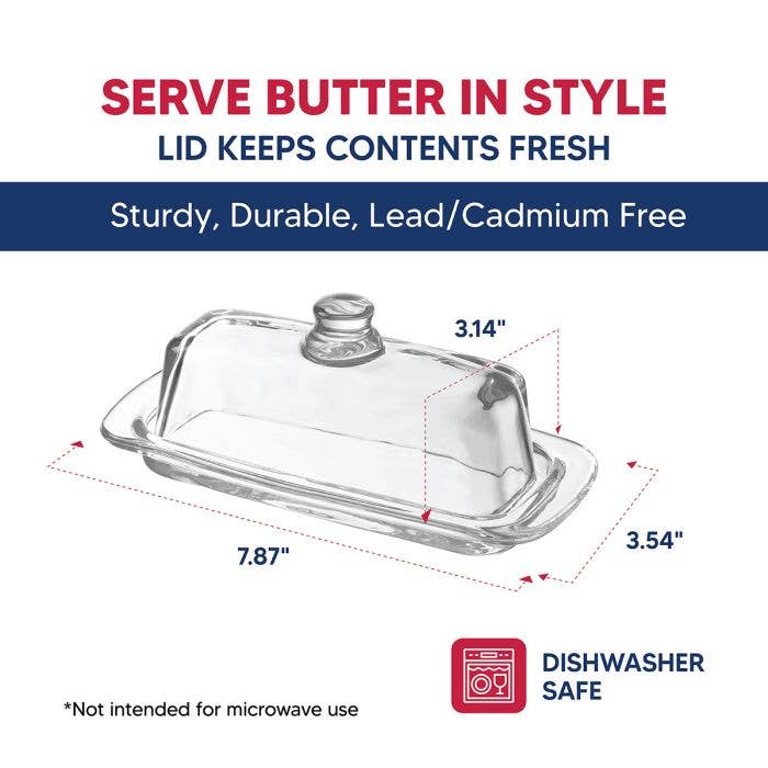 HIC Kitchen Glass Butter Dish With Lid
