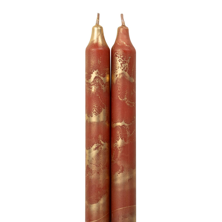 12" Decorative Taper Candles 2pk: Lemon Zest w/ Gold