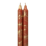 12" Decorative Taper Candles 2pk: Hunter Green w/ Gold