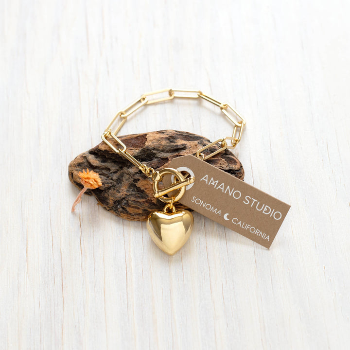 Puff Heart Chain Bracelet