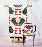 Lotus Mid Century Modern Flower Kitchen Tea Towel