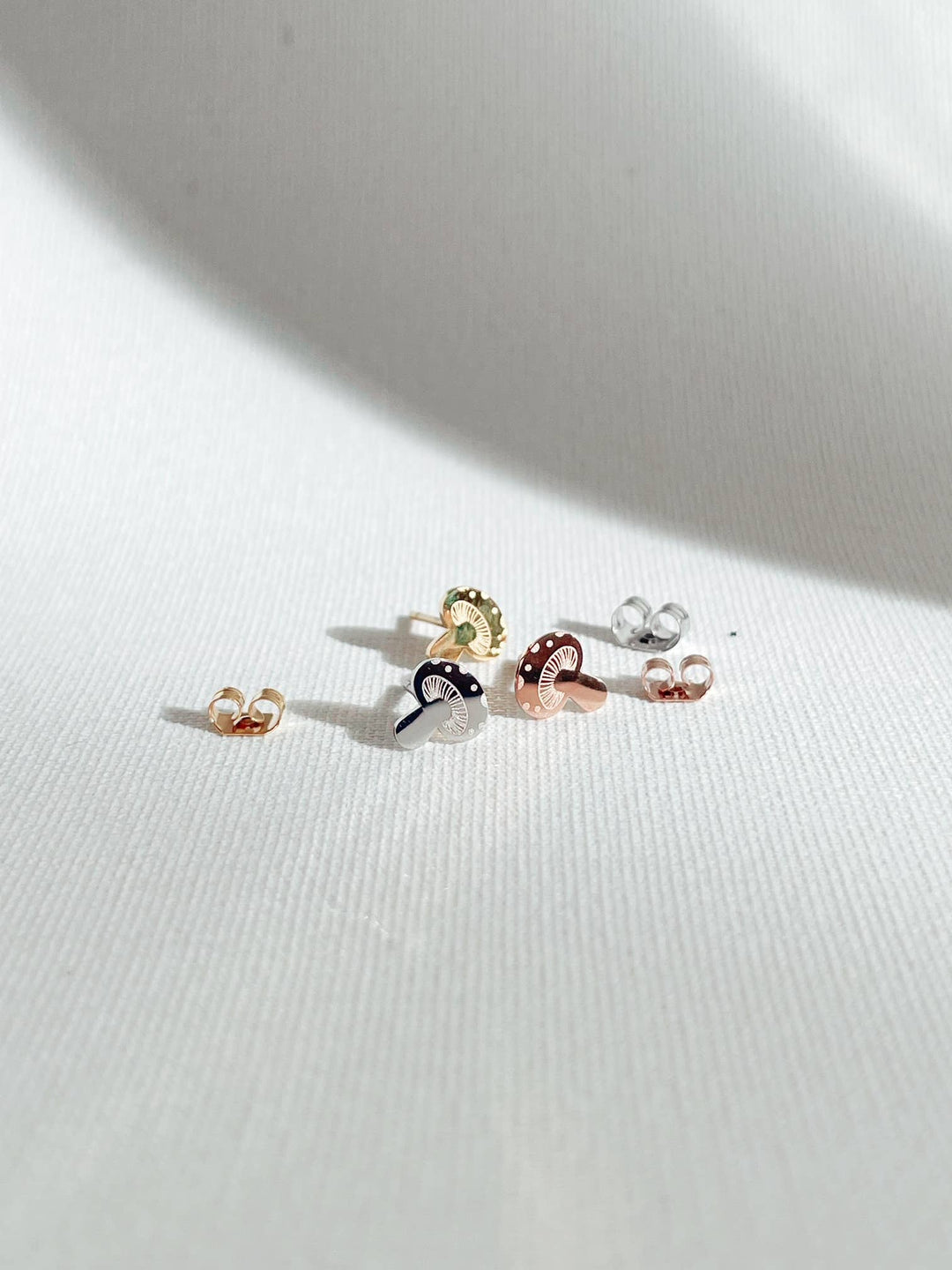 Groovy Mushrooms Earring Studs: 18k Rose Gold Plated