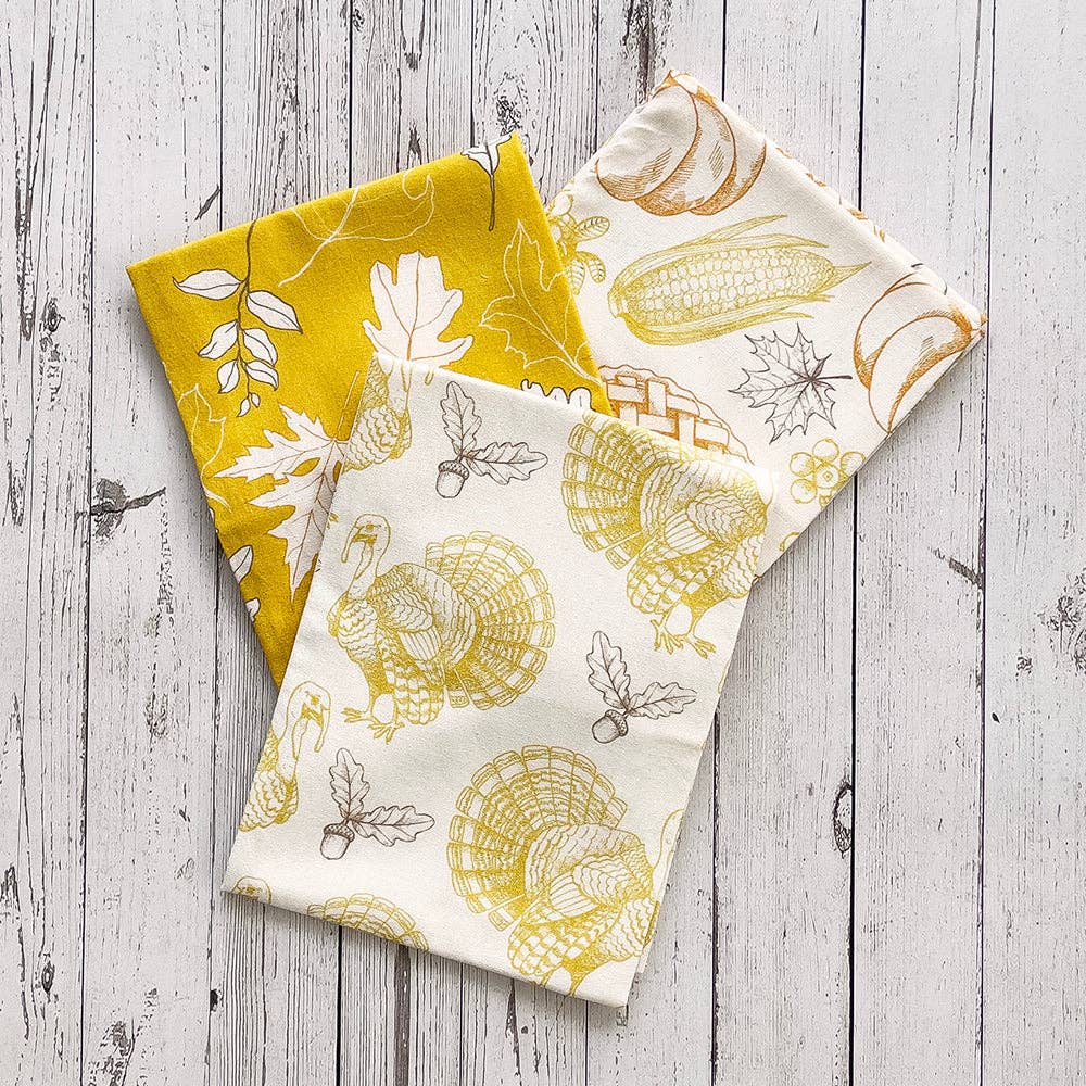 Thanksgiving Floursack Kitchen Towel S/3: Multi / KT