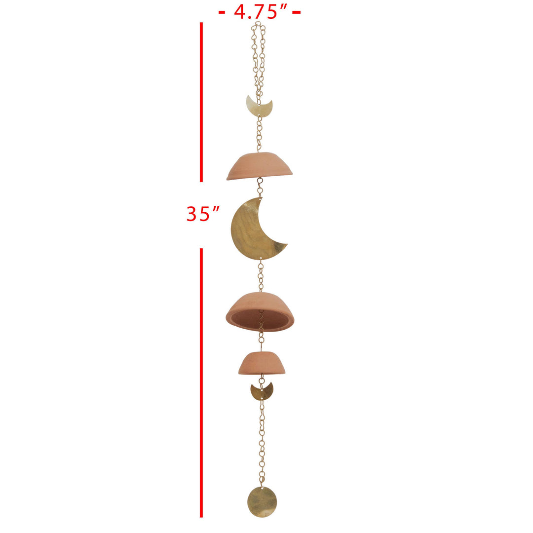 Moon Brass Terracotta &amp; Metal Hanging Wall Accent