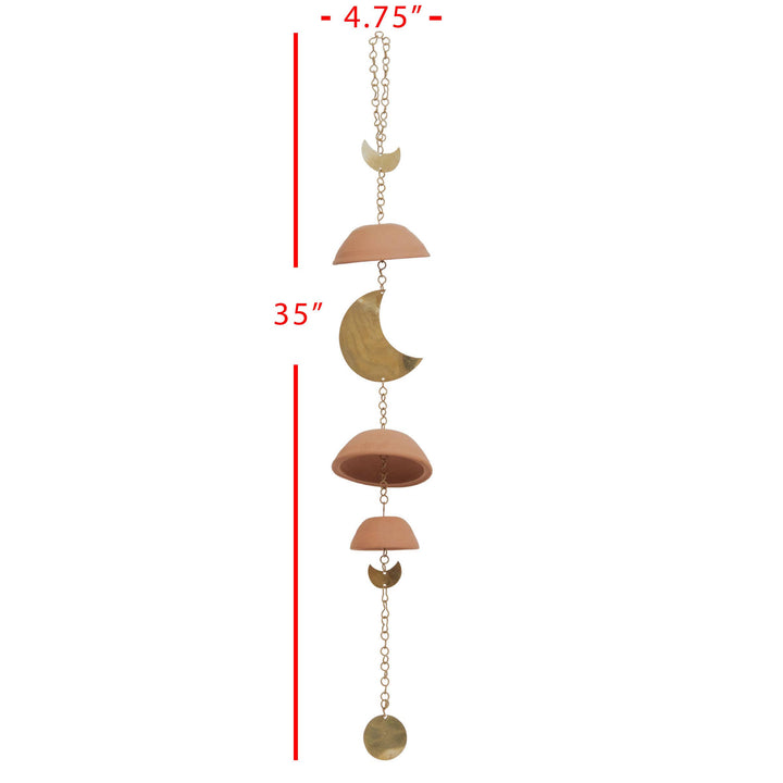 Moon Brass Terracotta &amp; Metal Hanging Wall Accent