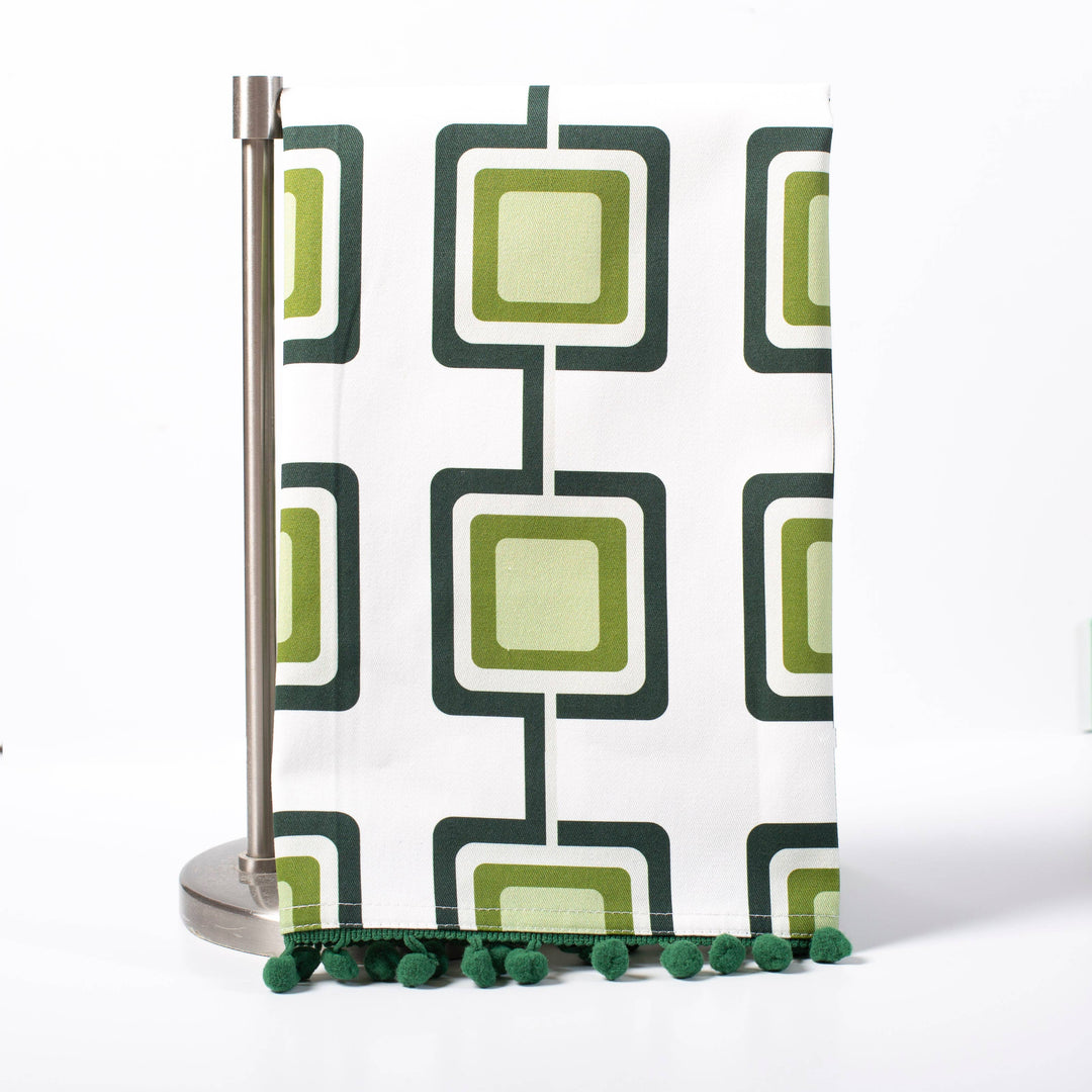 Retro Square Green Mid Century Modern Bar Kitchen Tea Towel
