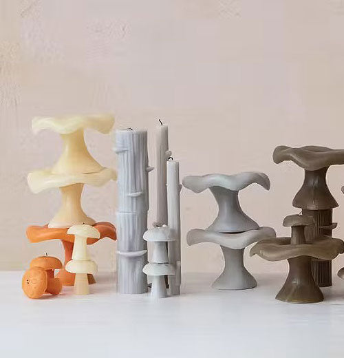 Unscented Mushroom Candles, Set of Four