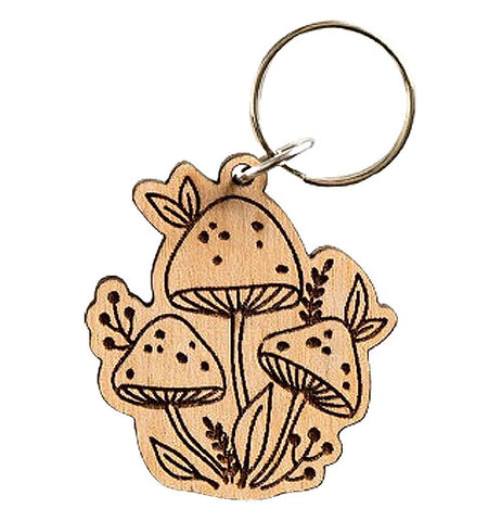 Mushroom Wood Keychain