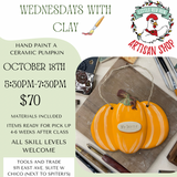 Wednesdays with Clay <br> Paint a Ceramic Pumpkin
