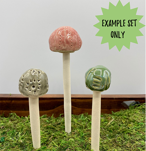 Set of 3 Assorted Mini Ceramic Mushrooms