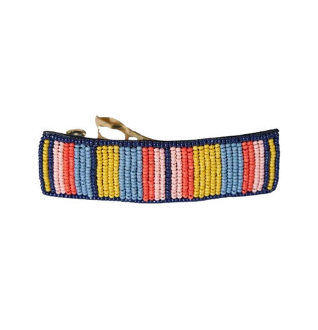 Theresa Striped Beaded Hair Barrette