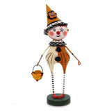 The image of the Trick or Treat Clown wears an orange and white costume, an orange hat, and has a painted clown face with rosy cheeks and a black star on his right eye.