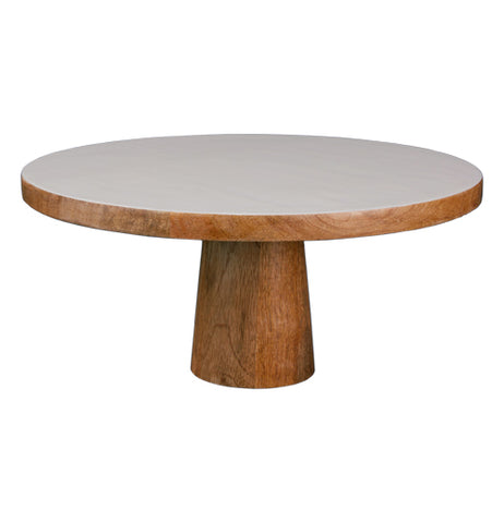 Mango Wood and White Enamel Cake Stand