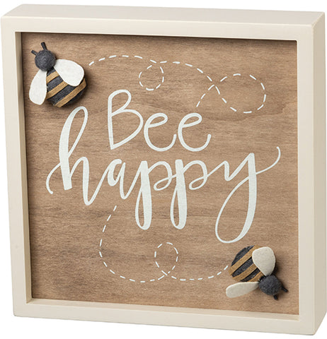 Box Sign "Bee Happy"