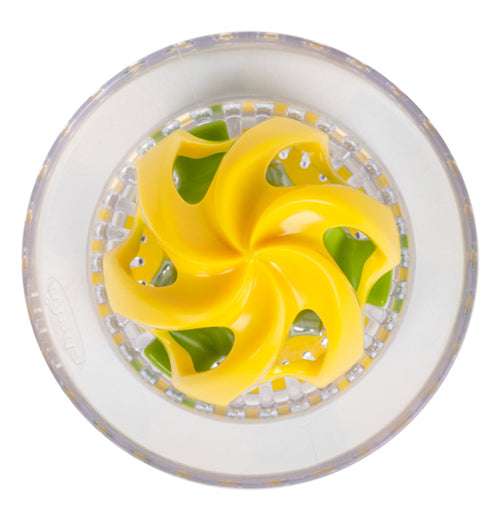 The upside of the yellow reamer for the lemons, and the green reamer for the limes on the juicer. 