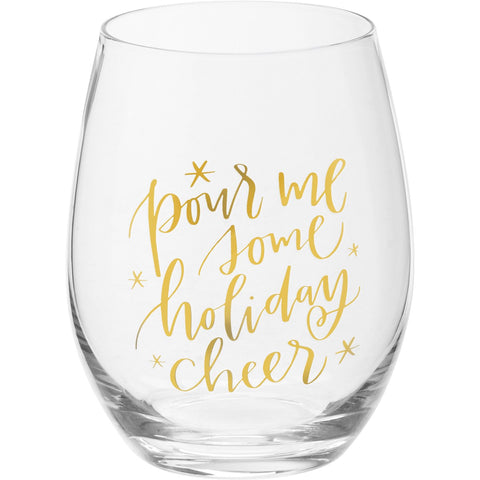 HOLIDAY Christmas Wine Glass "Holiday Cheer"