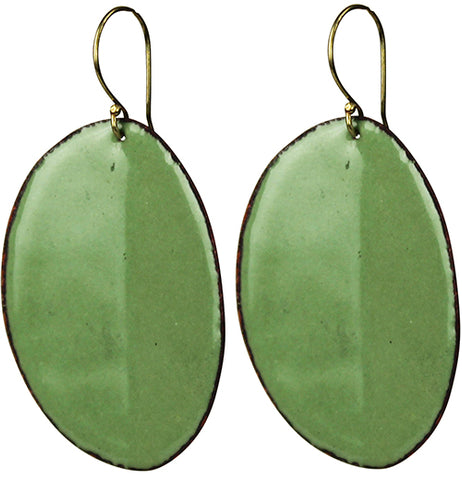 Creased Oval Earrings, "Green"