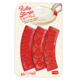 The red Pastry Stamps are Three in a Package. One Stamps Out a leaf ,the other a heart and the other Rings. 