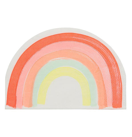 This "Rainbow" Napkin has a shape of a rainbow, with neon red, pink, orange, light blue, and yellow colors. 