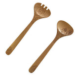 The Set of 2 Solid Beechwood "Succulent" Salad Servers has  one with teeth for easy gripping and both are for maximum comfort. 