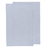 Set of two blue and white striped dish towels.