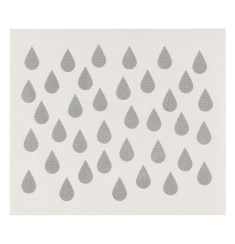This London gray Swedish drying mat with gray raindrops over a white background.