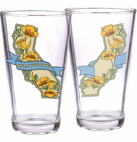 CA State Pint Glass "Poppies"