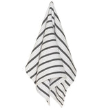 The Dish Towel "Basketweave" shows the hanging of the black and white stripes. 