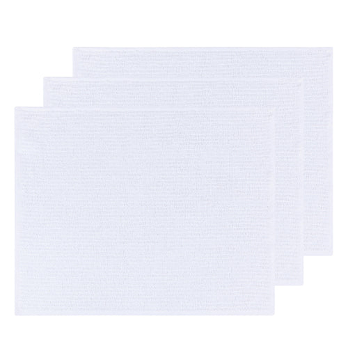 The three white dish towels are shown one on top of each other.