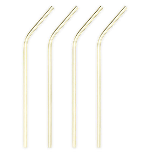 These 4 stainless steel straws come in a golden color.