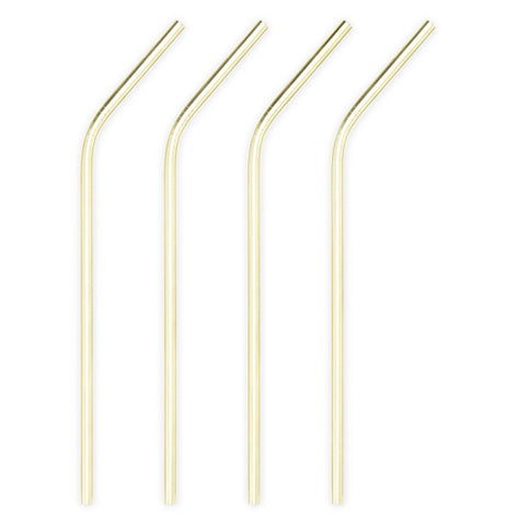 These 4 stainless steel straws come in a golden color.