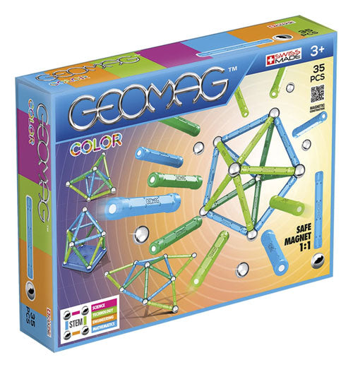 Color Magnetic Construction Set 35 pcs, Green &amp; Blue