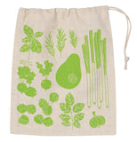 A Shop Look Produce bag with green pictures of plant related produce.