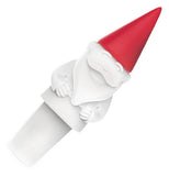 A red and white gnome bottle stopper & pourer.