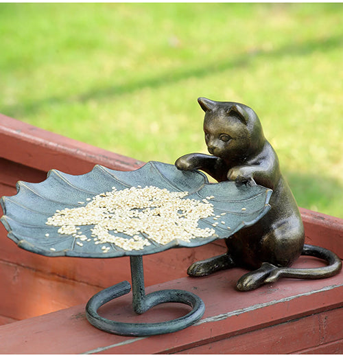 "Kitten and Leaf" Bird Feeder