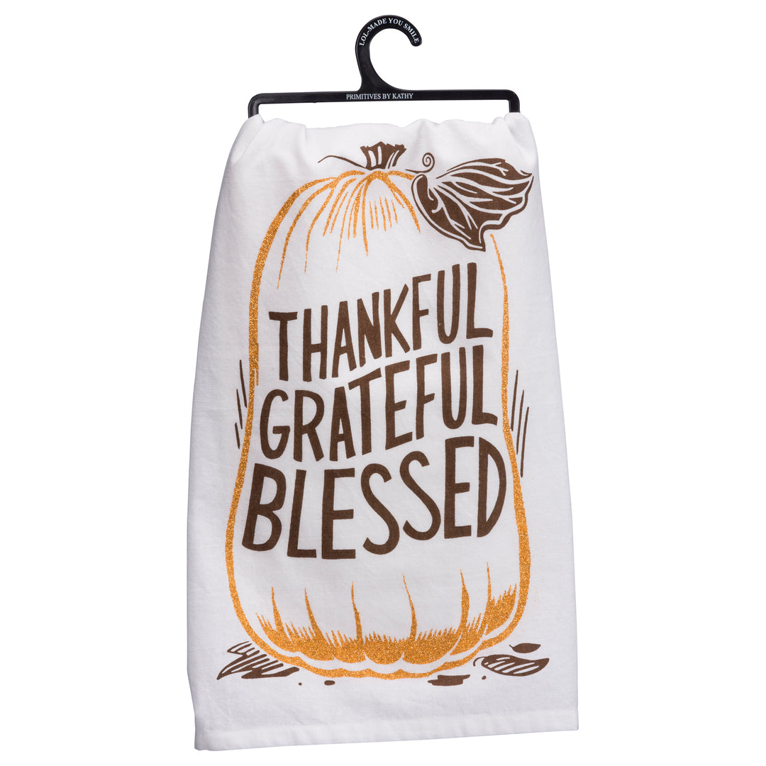THANKSGIVING "Thankful Grateful Blessed" Dish Towel
