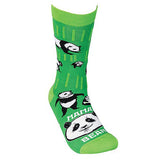 The picture shows one of the "Mama Bear" socks being worn by one foot.