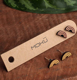 Rainbow Wood Stud Earrings