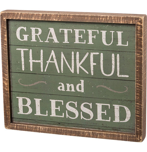 Box Sign "Grateful, Thankful, And Blessed"