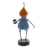 The figurine dressed in the blue pants and frock coat is shown from the rear.