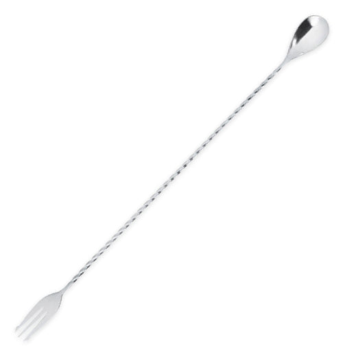 Trident Barspoon is a longe spoon on one side and a fork on the other end.