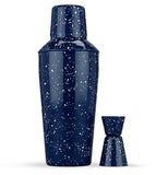 Enamel Shaker and Jigger Set has a dark blue background with white speckles.