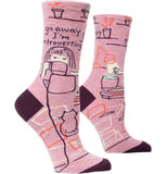 Women's Crew Socks, "Go Away I'm Introverting"