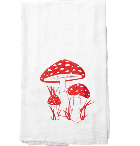 Toadstool Flour Sack Tea Towel