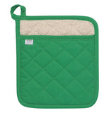 a greenbriar colored potholder that is stitched with a checkered pattern