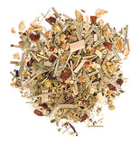 loose leaf tea flowers and twigs on a white background