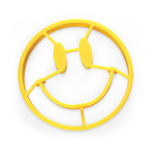 "Crack A Smile" round yellow pancake and egg mold that looks like a smiling face.