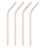 the four Copper Cocktail Straws are copper and have a slight curve at the top.